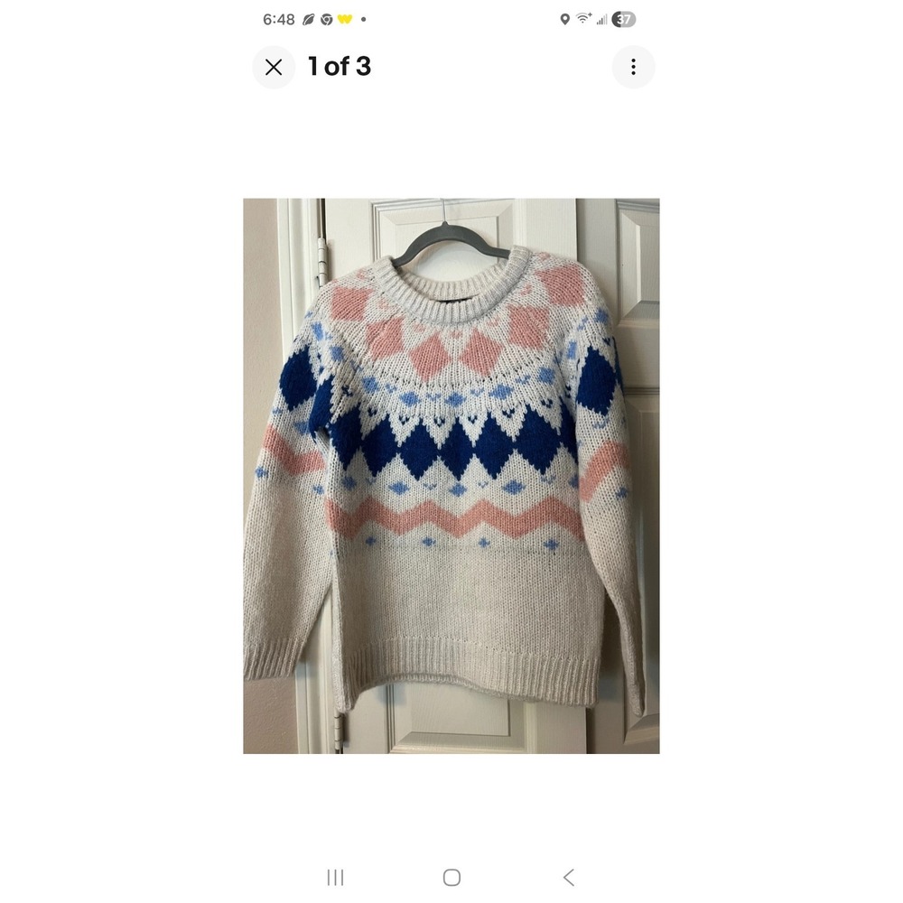 NWT Women's Cream Blue Pink Vero Moda Sweater - Small